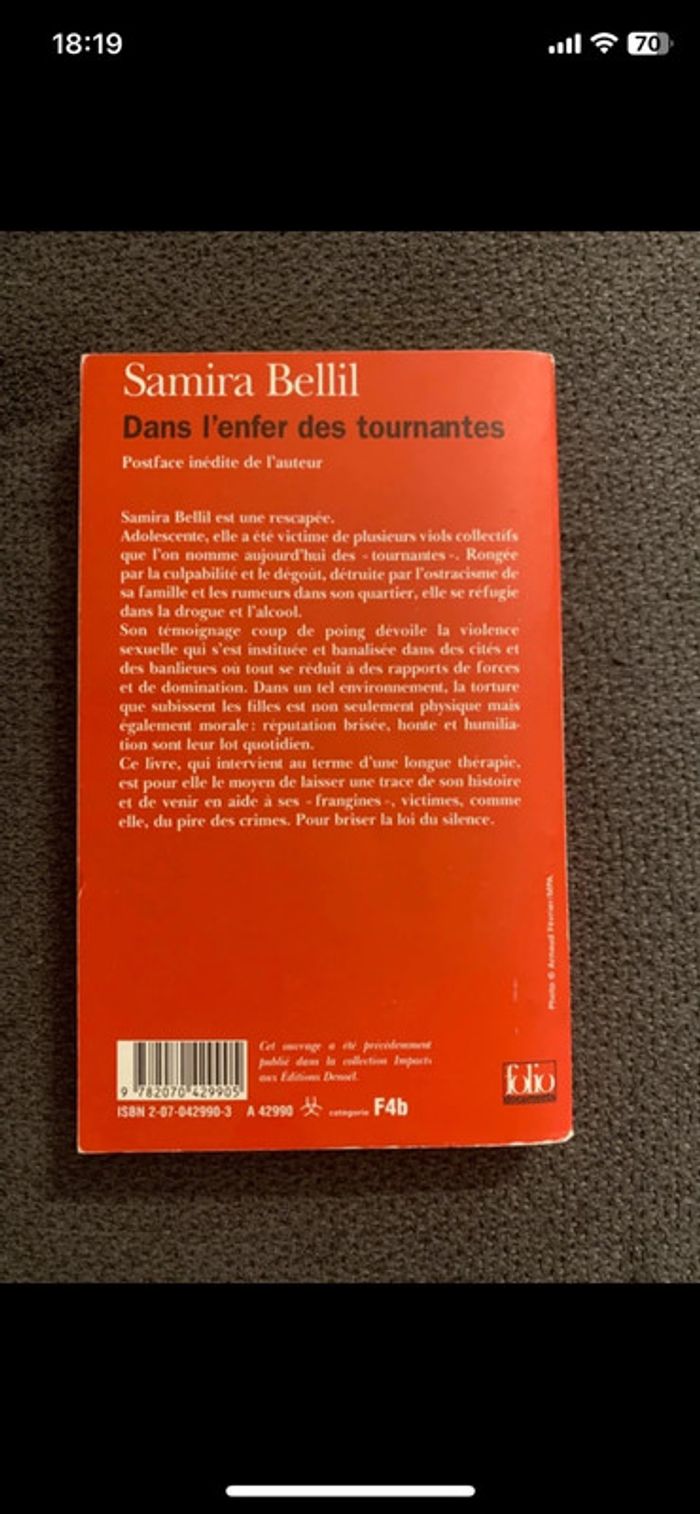 Livre l’enfer dans les tournantes Samira Bellil ( témoignage ) - photo numéro 2