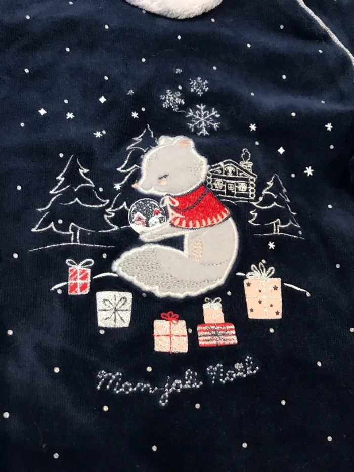 Pyjama Noël marine avec col fourrure Sergent Major 18 mois 🌸 - photo numéro 3