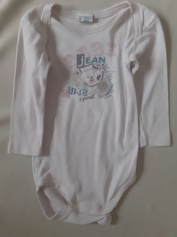 lot de 2 bodies manches longues fille - chien - bébé jean spirit - absorba - 12 mois - photo numéro 3
