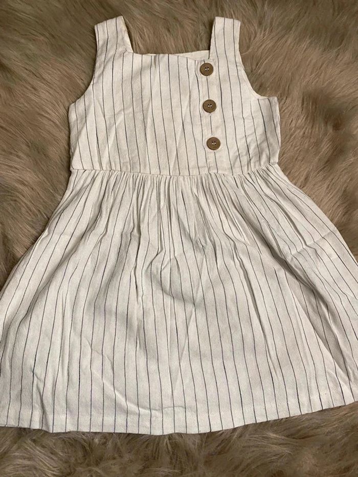 Robe rayé bouton naturel