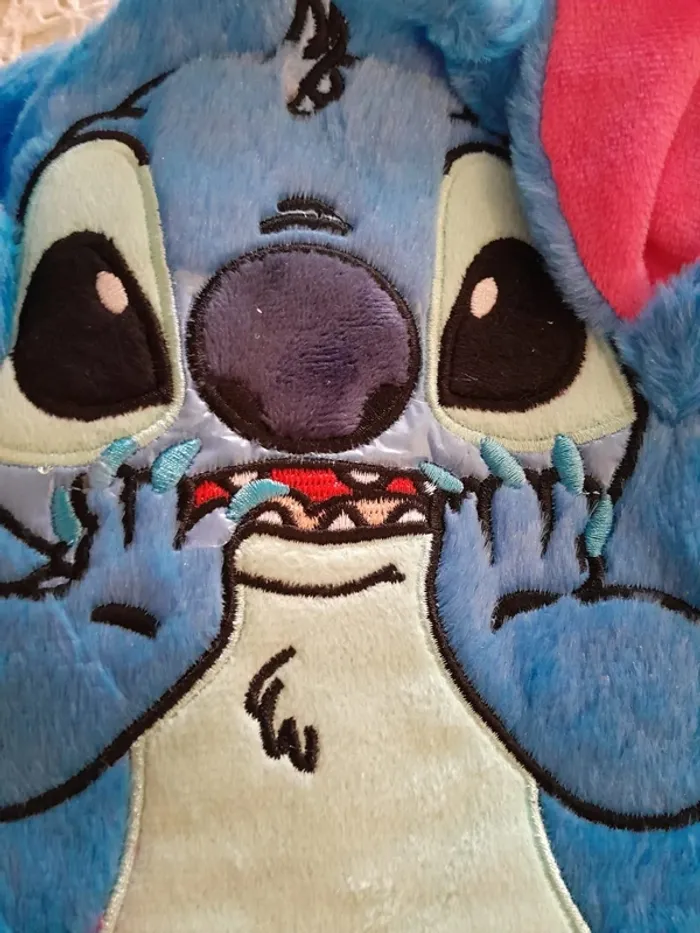 Sac à dos en tissus(style peluche) Stitch, pour enfant, bleu - photo numéro 2