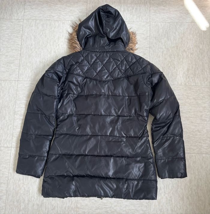 Doudoune Kaporal  noire slim longue à capuche avec fausse fourrure - L - photo numéro 2