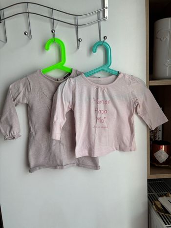 Lot deux manche longue rose fille 12 mois