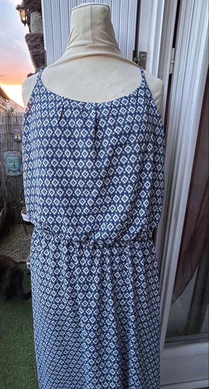 👗 Robe Longue d'Été ONLY – Imprimé Ethnique Bleu & Blanc - photo numéro 4