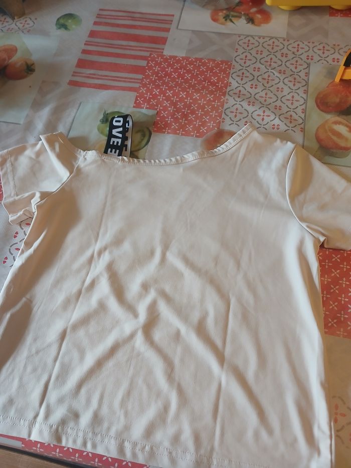 Tee-shirt 9 ans beige, noir et marron - photo numéro 4