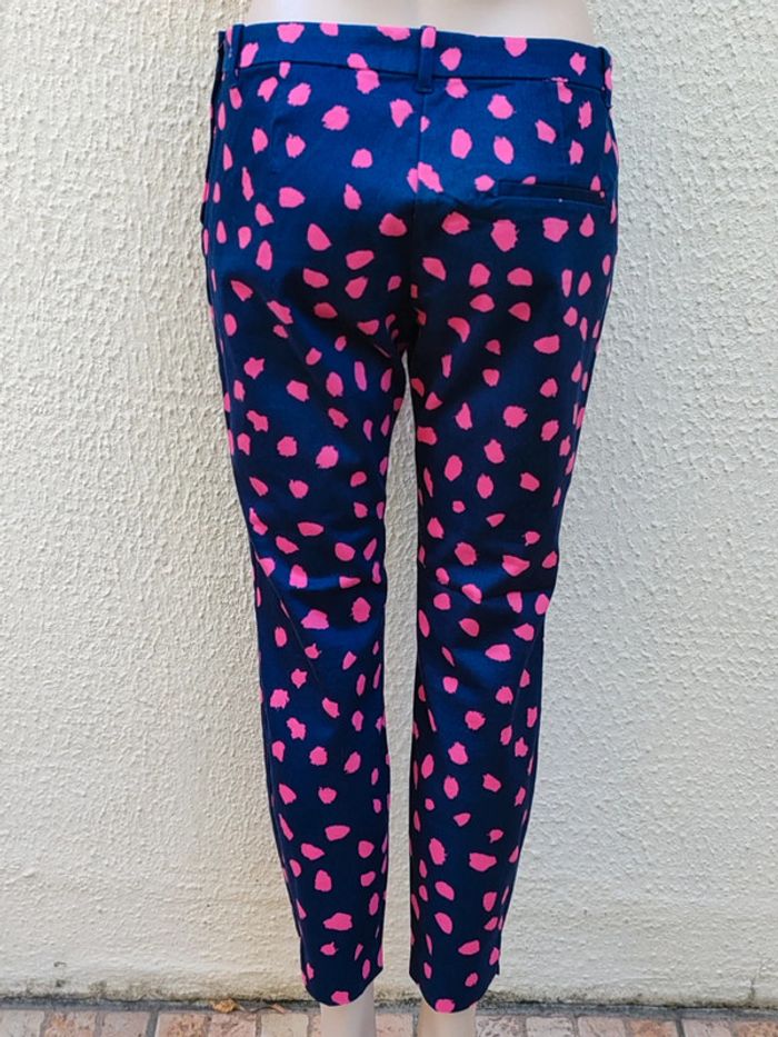 Pantacourt H&M taille basse bleu marine et rose coupe skinny - photo numéro 7