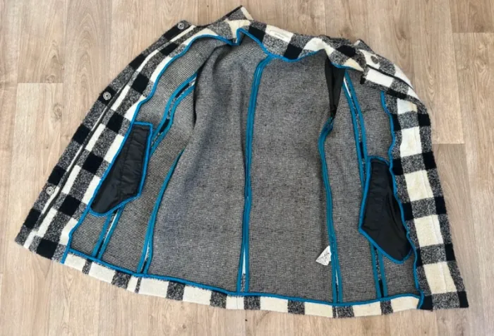 Devernois, manteau caban, noir et blanc, imprimé oversize Laine, femme, taille S/36 - photo numéro 6