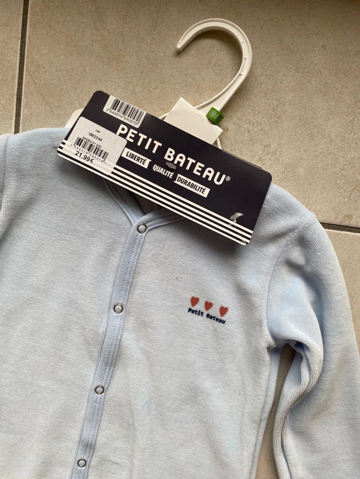 Pyjama bébé garçon velours 18 mois Petit Bateau bleu pastel - photo numéro 5