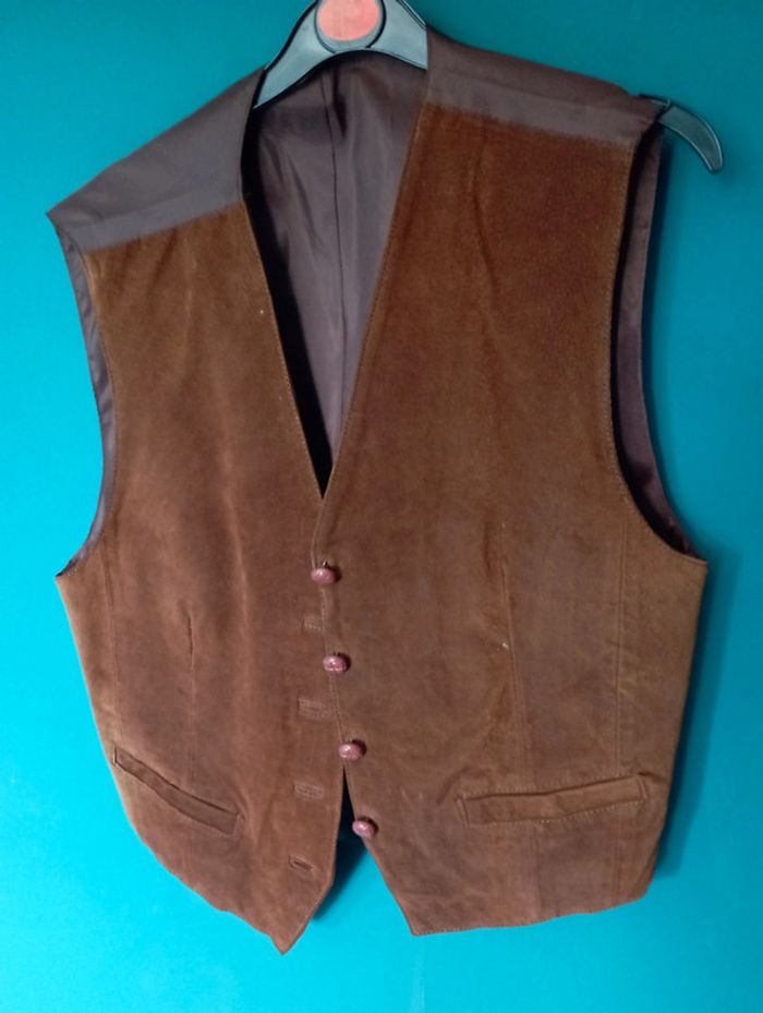Gilet costume femme croûte porc marron foncé