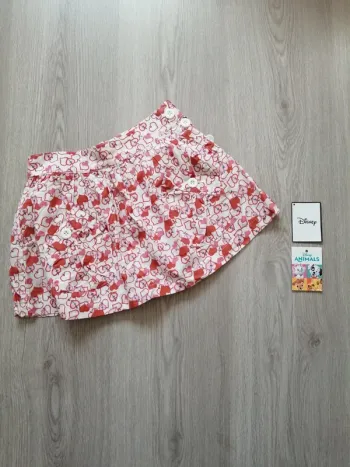 Jupe blanche à motifs coeurs rouges et roses avec poches / mystic/ (6ans)