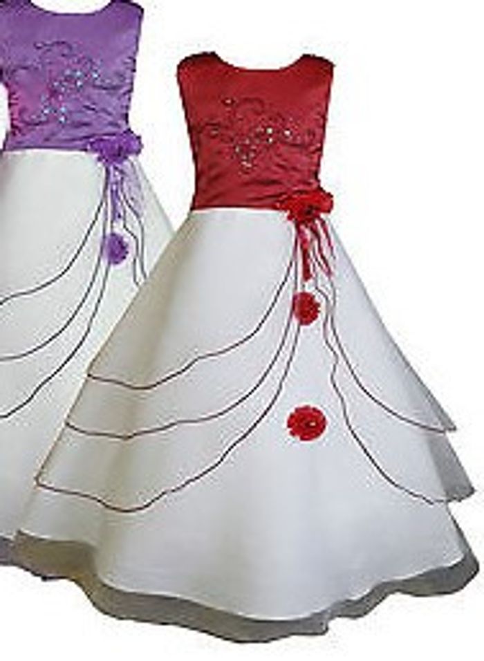 Robe de cérémonie rouge / blanc Taille 10 ans - photo numéro 3