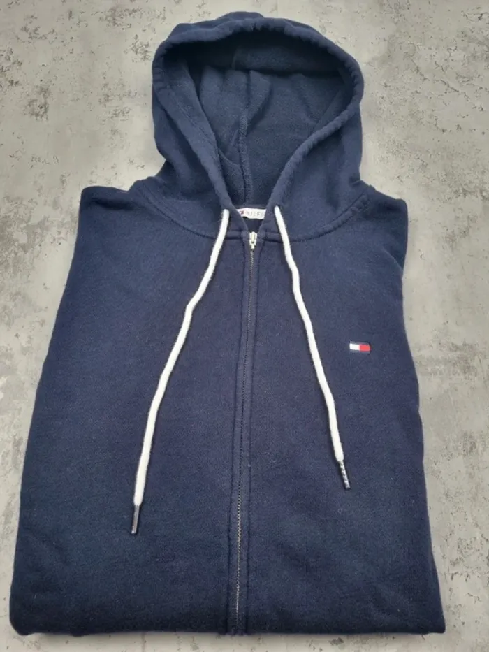 Veste zippée Tommy Hilfiger bleu marine, L Hommes (mesures en photos) - photo numéro 2