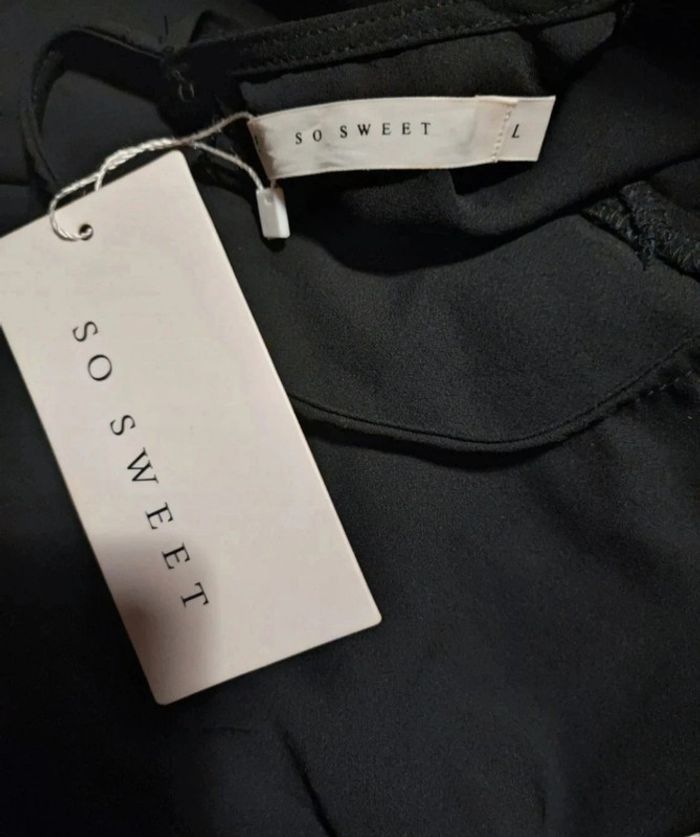 Dernier prix 💎blouse femme sexy raffiné tendance t L 40 neuf avec étiquette noir fleurie élégante - photo numéro 4
