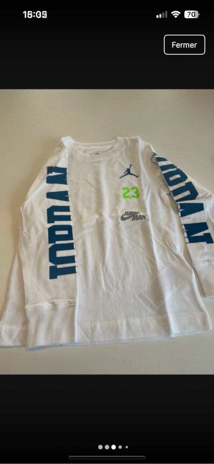 Tee shirt manches longues Jordan 4/5 ans neuf - photo numéro 3