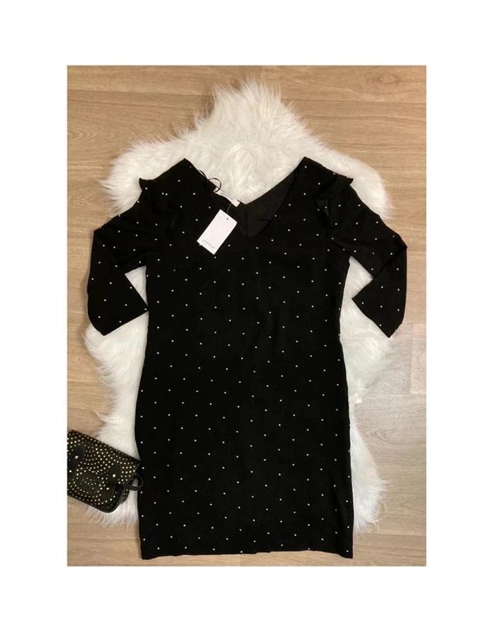 Robe noire à pois blancs – Taille M / 38 promod