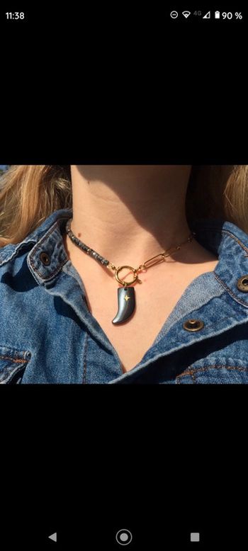 Collier  pierres naturelles et acier