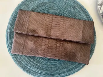 Pochette trousse en cuir, marron taupe