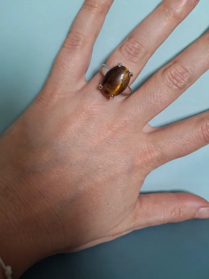 Bague Œil de tigre - Taille 18 - photo numéro 5