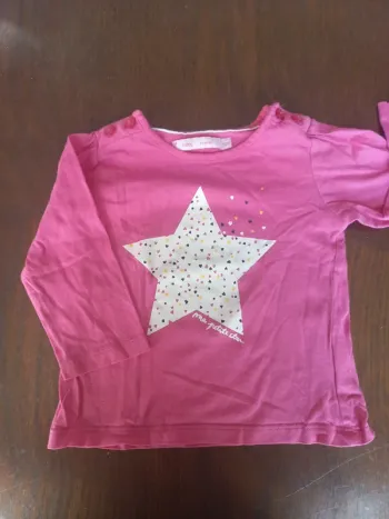 T-shirt rose "étoile" Gémo 12mois 74cm