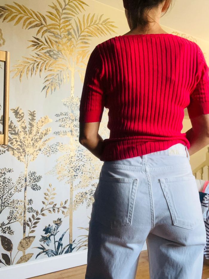 Jeans Zara blanc droit coupe crop - photo numéro 4