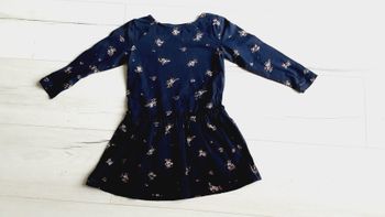 Vêtement fille robe bleu marine motif fleurs Vert Baudet 5 ans