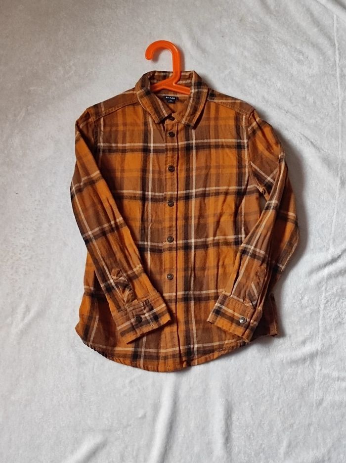 Chemise à carreaux jaune coton 10ans - photo numéro 2