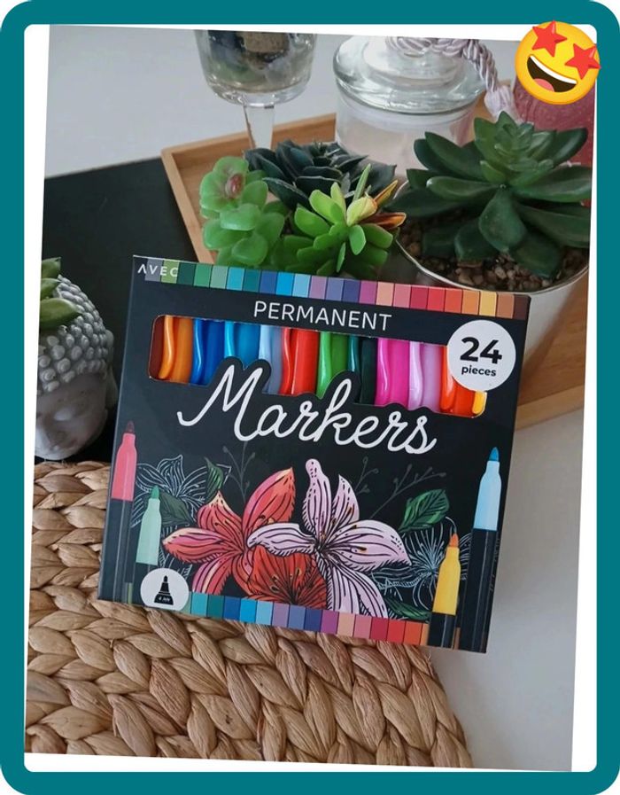 Lot de 24 Crayons Feutres de Permanents Markers Neuf🎁🌿 - photo numéro 2