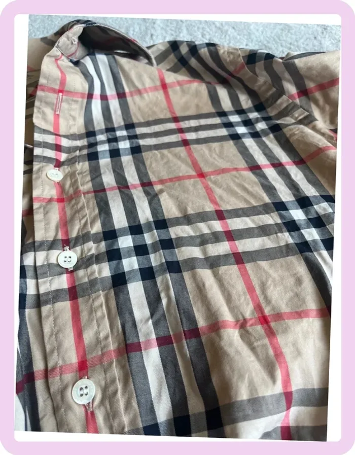 🧥 Chemise Burberry – Taille S – Manches longues beige à carreaux rouge, noir & blanc – Slim Fit 🧥 - photo numéro 4