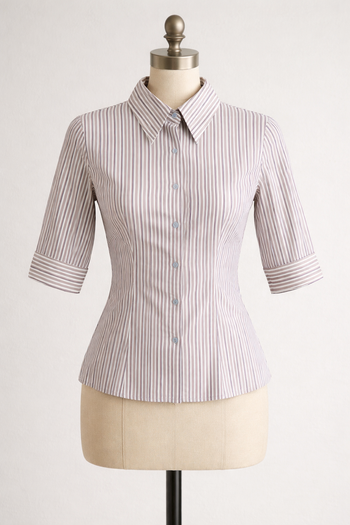 Chemisier manches 3/4 rayé cintré Taille L Zara Neuf