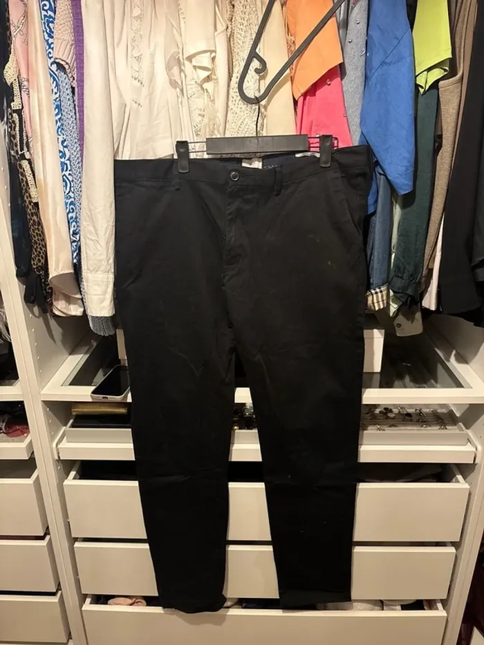 Pantalon costume coton bleu marine
