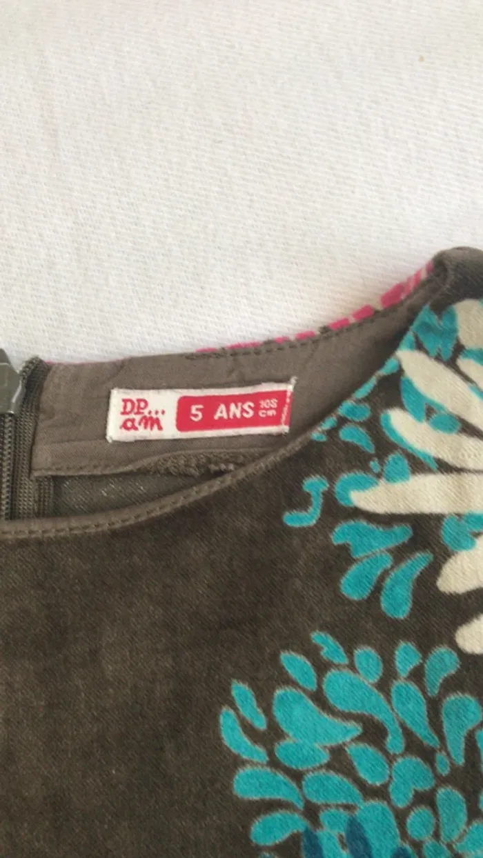 Robe manches courte marron à fleurs de chez DPAM 5 ans - photo numéro 3