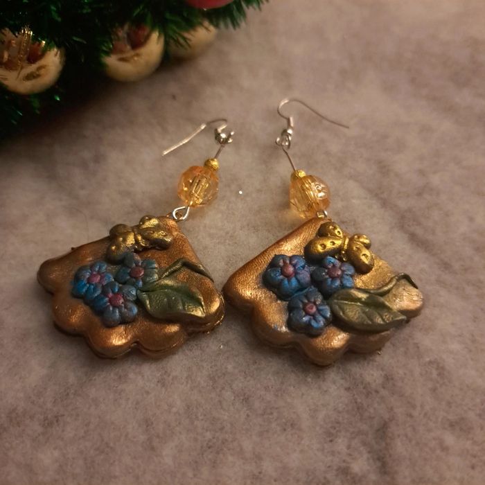 Boucles d'oreilles pendante en pâte polymere multicolore - photo numéro 4