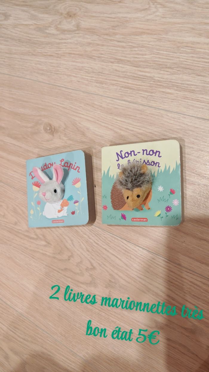 2 livres marionnettes doudou lapin- non non le hérisson - photo numéro 2