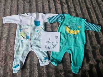 2 pyjamas manches longues garçon 1 mois