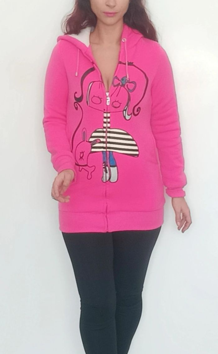 Sweat à capuche long rose taille 36 ou ado - photo numéro 8