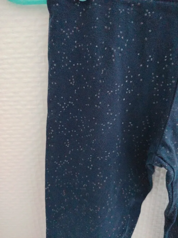 Leggings bleu marine à pois argenté  taille 4 ans - photo numéro 2