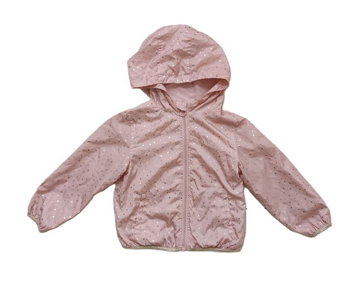 Coupe vent rose et pastilles scintillantes à capuche. Veste légère. In Extenso. Taille 5 ans