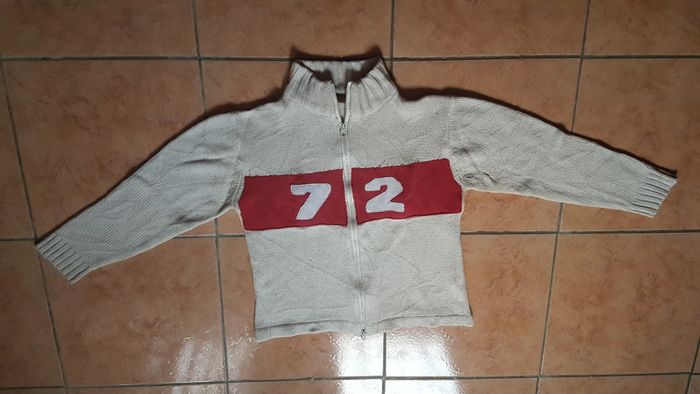 Gilet garçon 12 ans crème et rouge Occicud'Boy