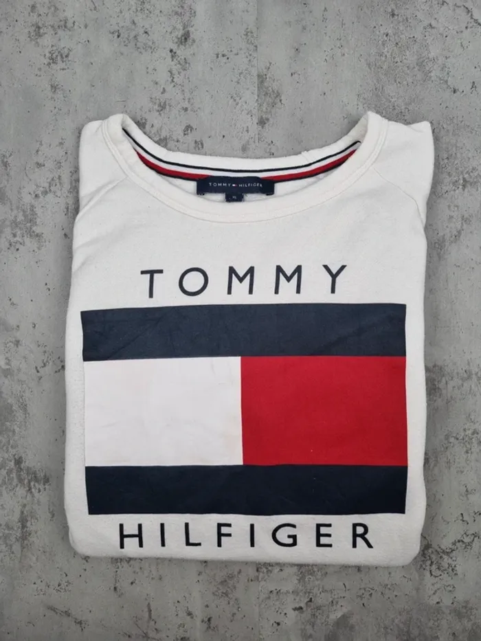 Sweat Tommy Hilfiger blanc – Taille XL Femmes (mesures en photos) - photo numéro 2