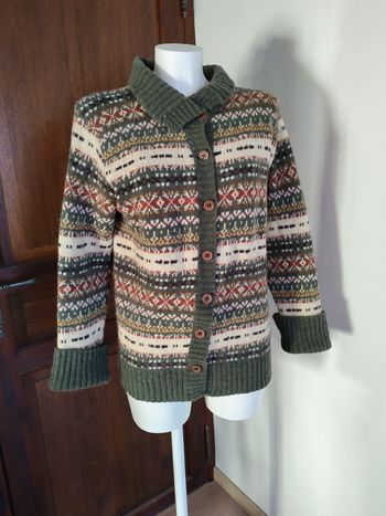 Gilet ou Cardigan tricot jacquard en laine vintage Damart 