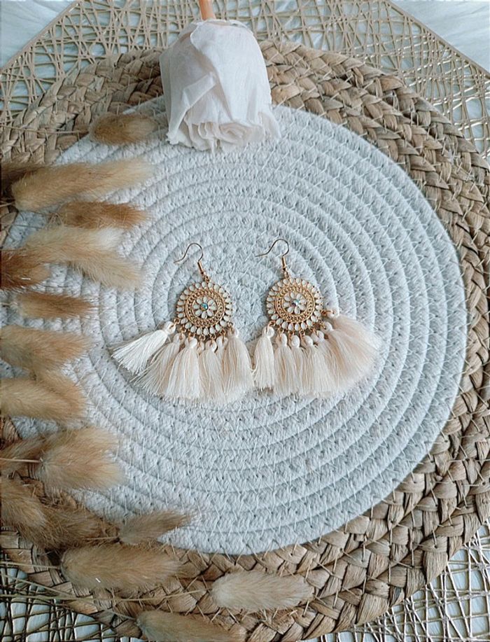 🌷Magnifiques boucles d'oreilles neuves crème or 🌷