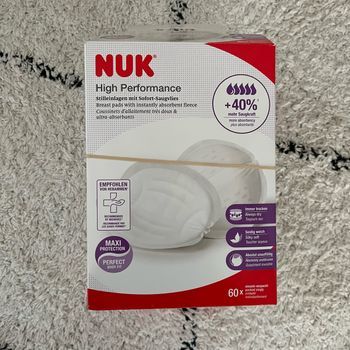 Coussinets d’allaitement 60 pièces + 2 bouts de sein taille M NUK neuf