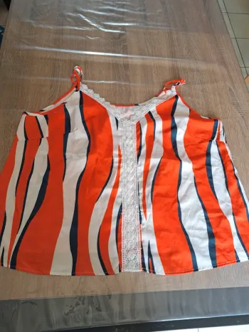 Débardeur orange et blanc 4XL