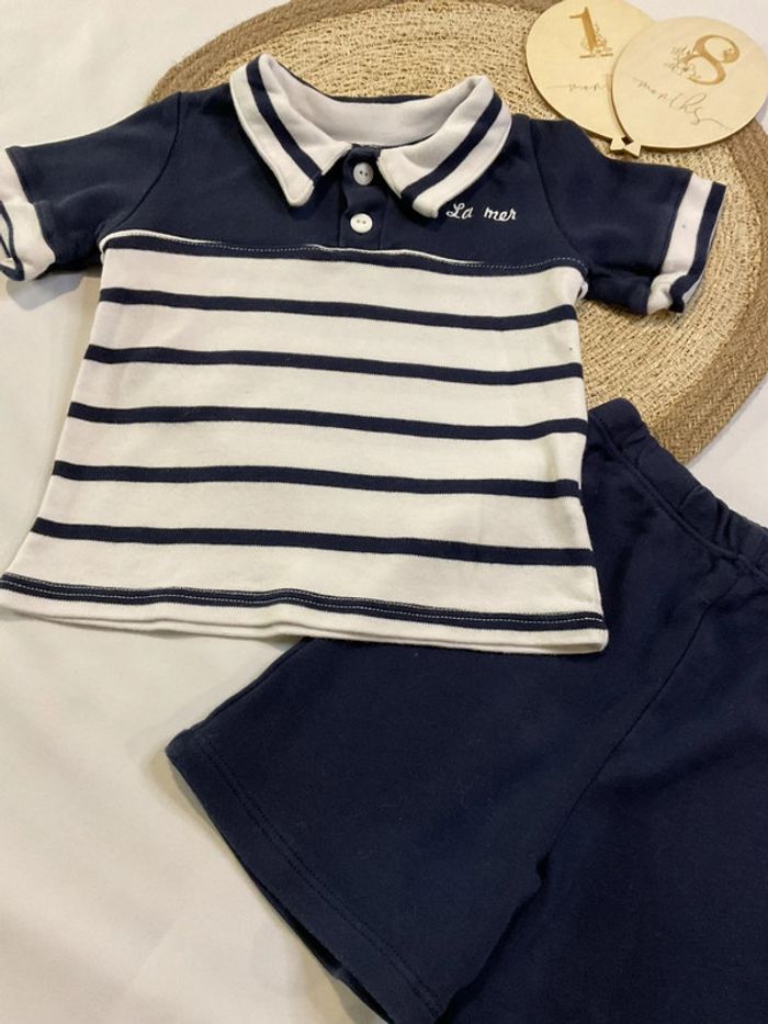 Ensemble marin garçon teeshirt et short - photo numéro 3