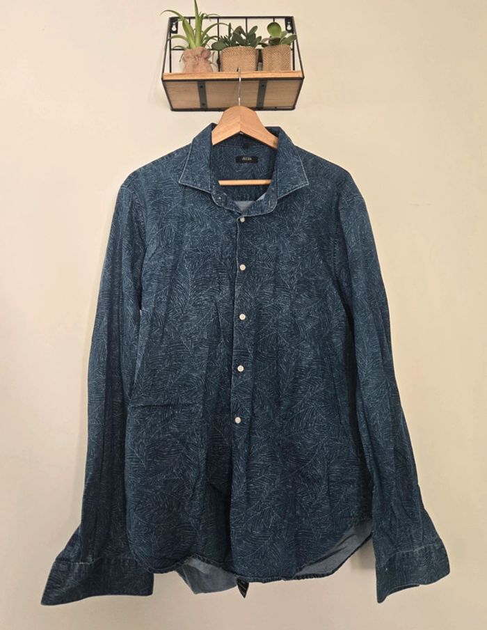 Chemise bleu avec feuilles Jerem taille XL
