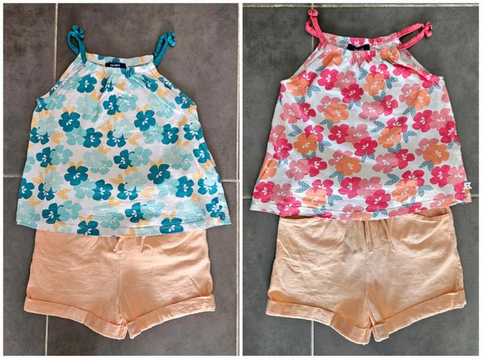 Lot Okaïdi short + 2 hauts/tops fille 6-7 ans, Très bon état (short vraiment comme neuf) - photo numéro 3