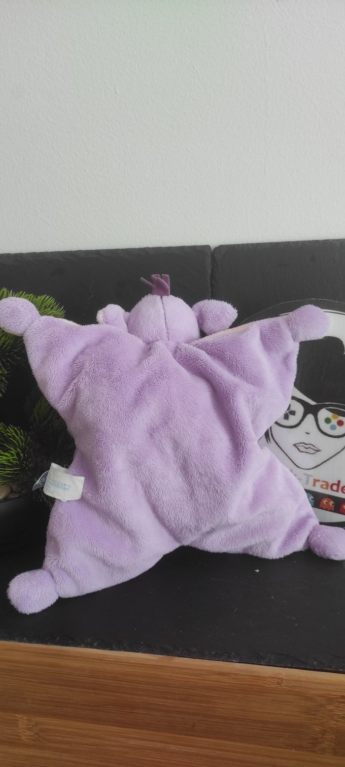 Doudou Disney Elephant lumpy coussin semi plat violet rose nicotoy fleur Peluche - photo numéro 2