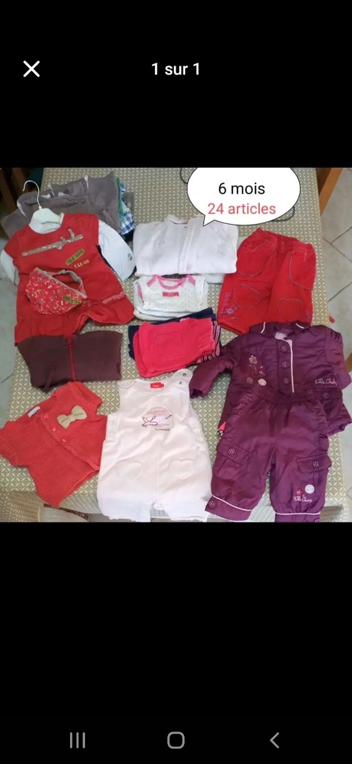 Lot  vêtements de 24 articles   bebe fille 6 mois