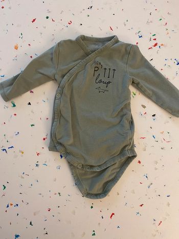 Body en coton vert « mon p’tit loup » 3 mois