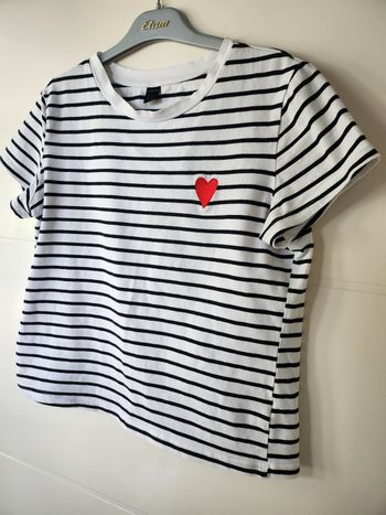 Tee shirt marinière coeur Shein